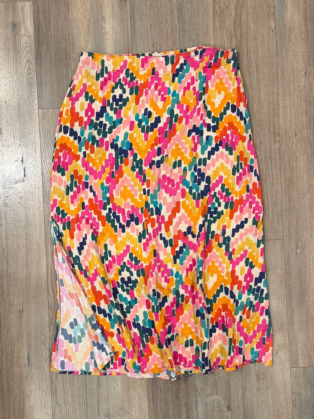 Marine Layer Pink Orange Yellow Multicolor Printed Midi Skirt